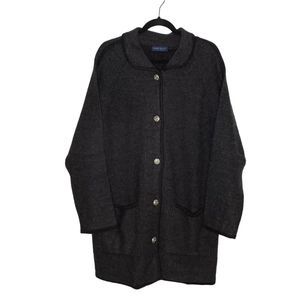 100% Wool Charcoal Grey Karen Scott Pure Wool Women's Sweater Coat Sz M